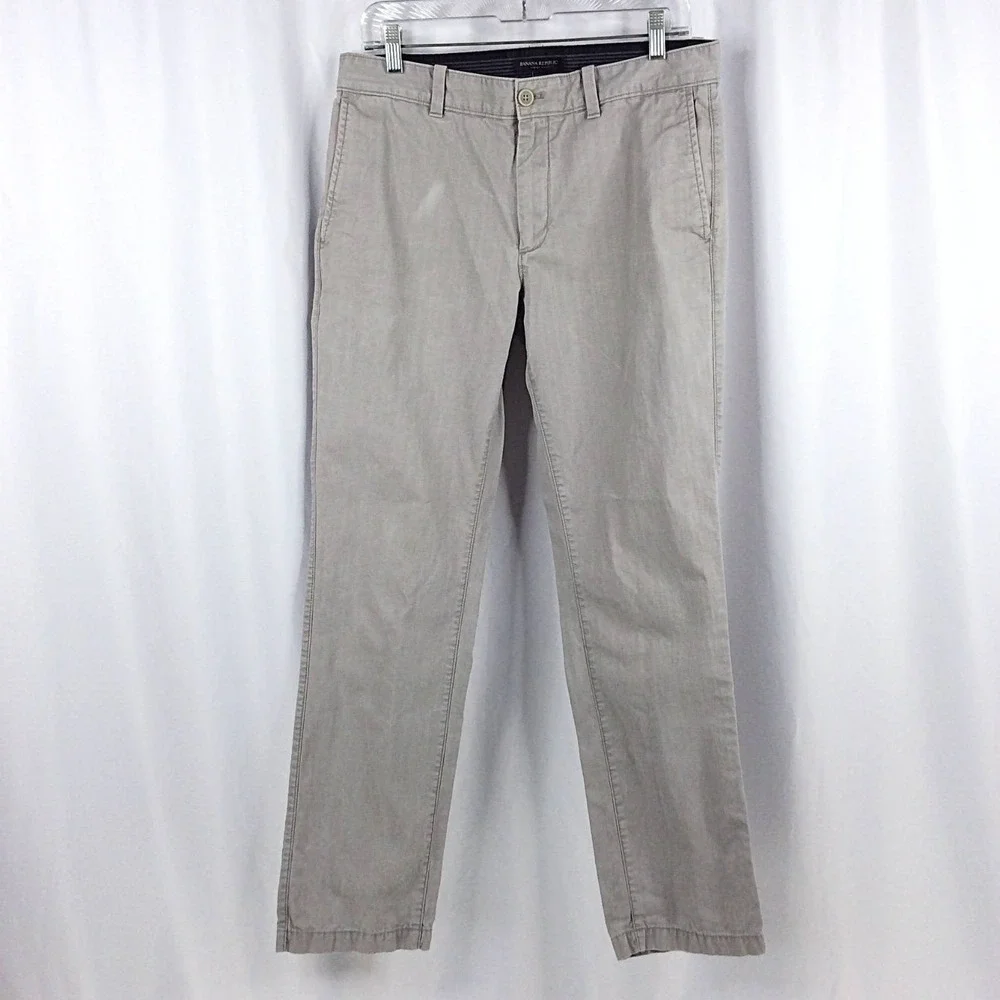 Banana Republic Aiden Pant Men's Size 32x32 Gray Flat Front Chino